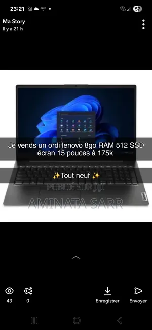 Nouveau Ordinateur portable Lenovo V15 8GB AMD Ryzen 3 SSD 512GB