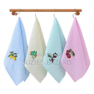 Lot De 12 Torchons De Cuisine 100% Coton – Absorbants, Motifs Brodés,