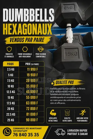 Dumbells Hexaganaux Professionnel