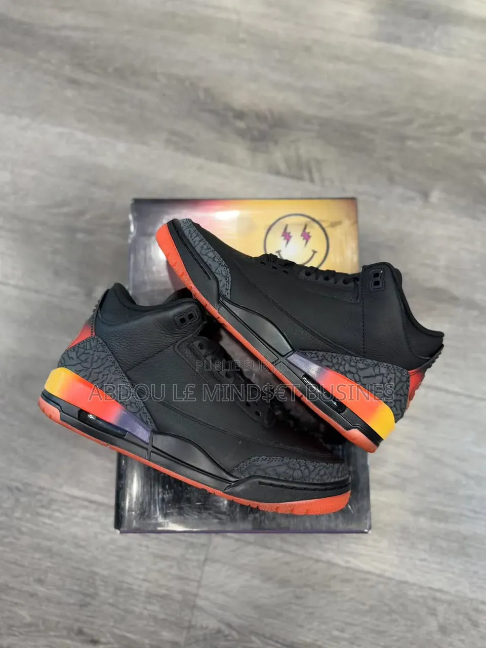 Jordan 3 X Balvin Noir-Orange Disponible