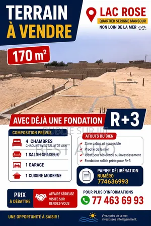 Terrain Avec Déjà Fondation R+3 Vendre À Lac Rose