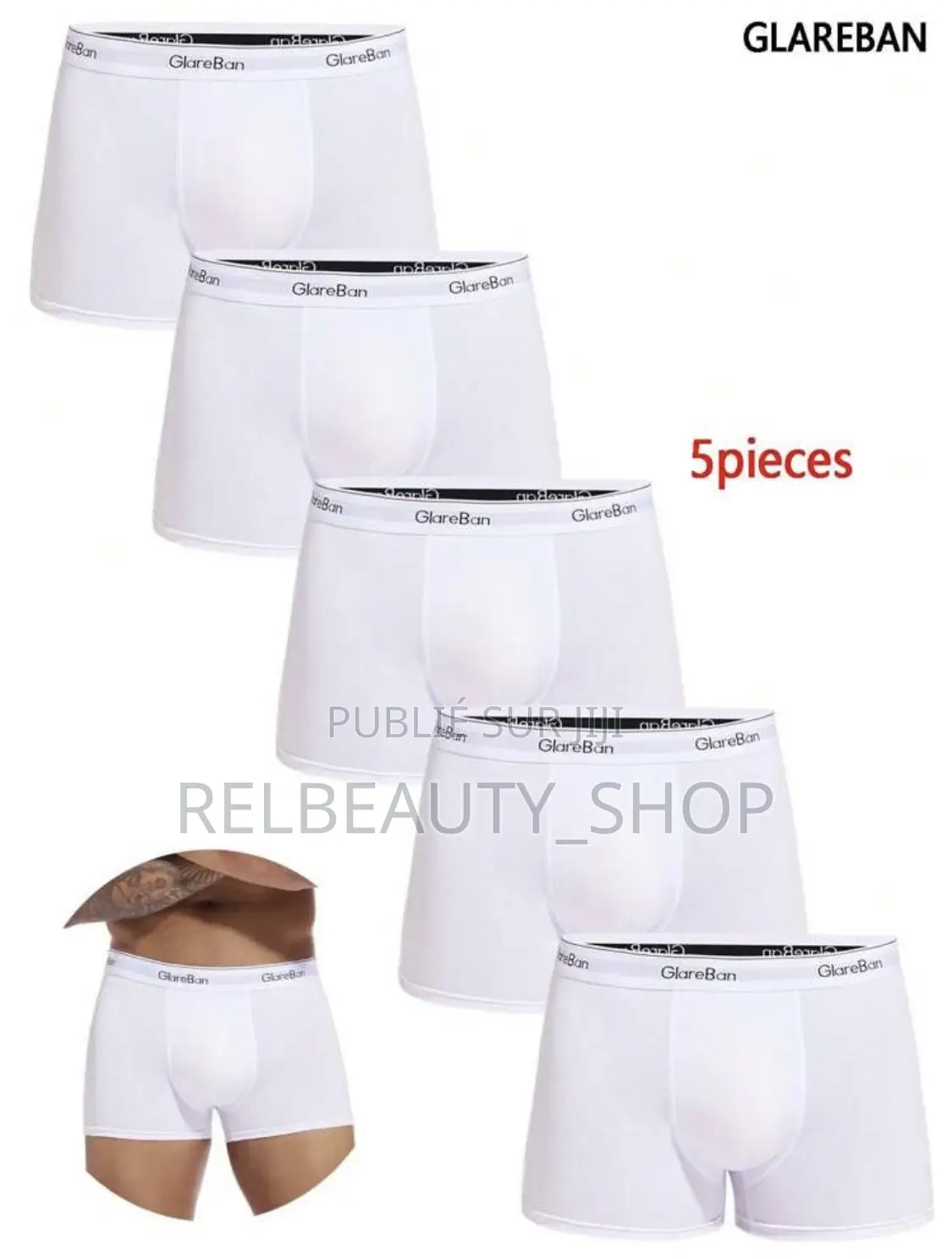 Ensemble 5 Pièces Sous Vêtements en Coton Pour Hommes