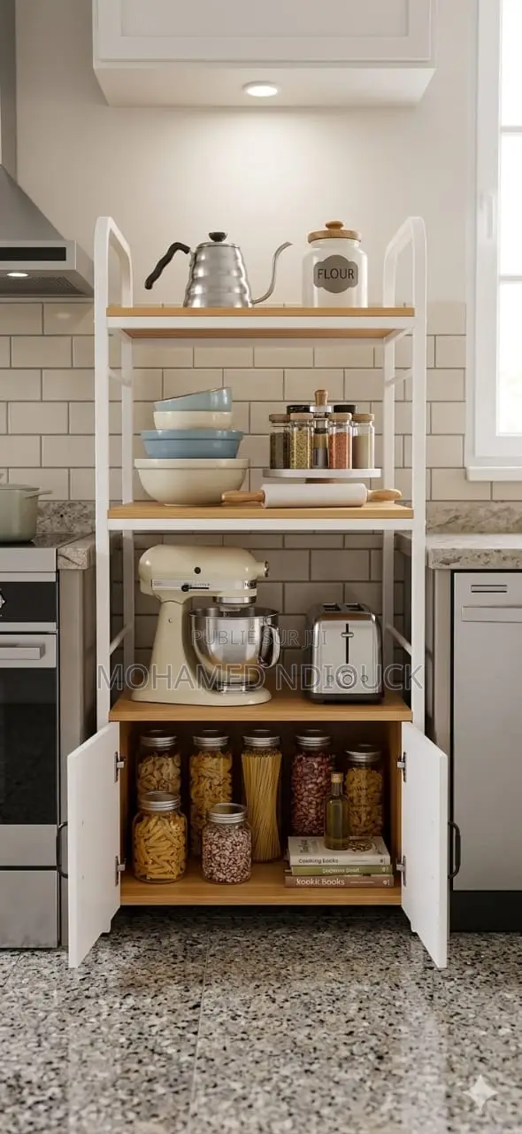 Meuble De Rangement Cuisine Grand Modèle Multifonctions À 3 Niveaux