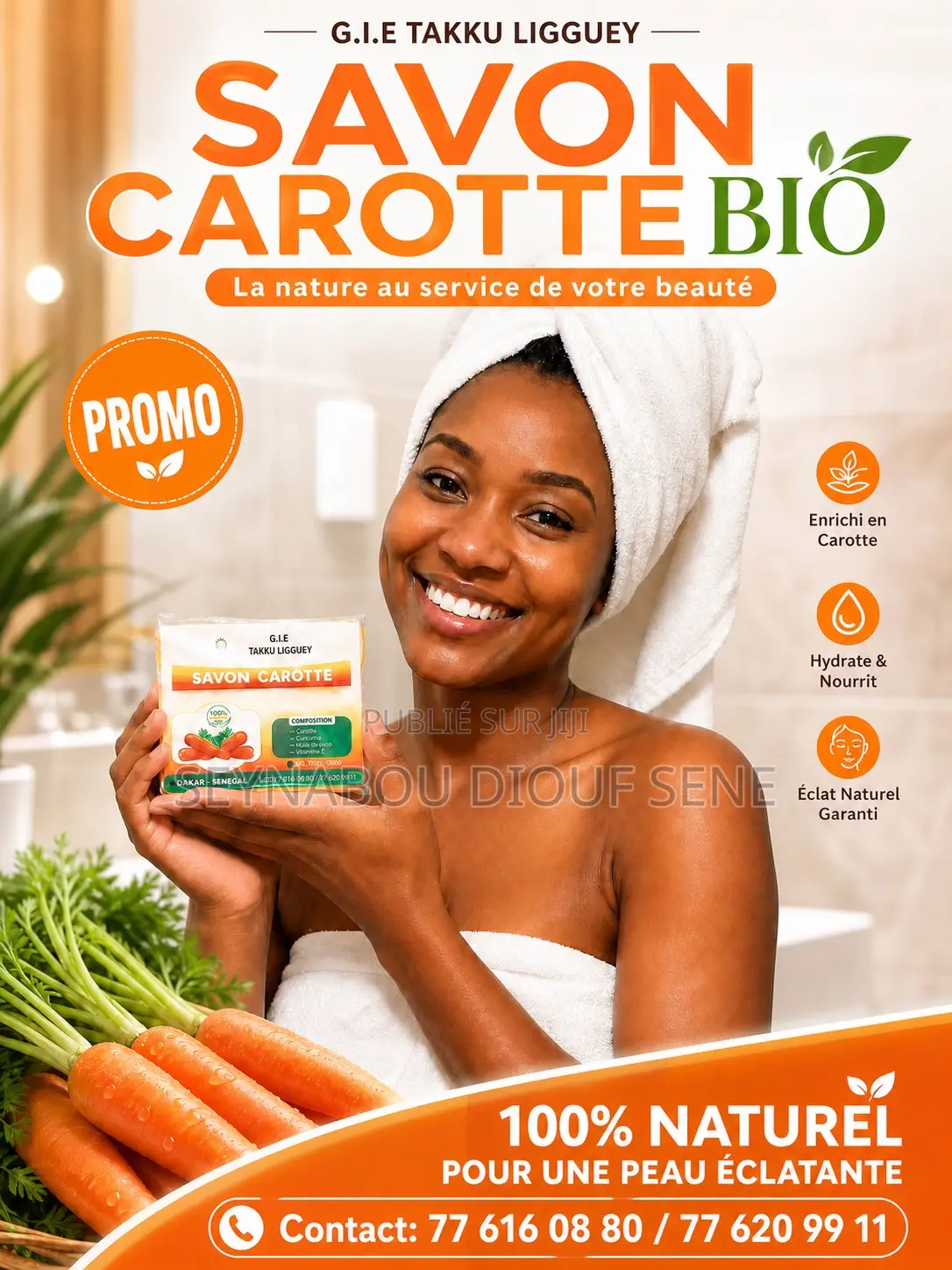 Savon Bio Carotte Huile De Palme Très Bon Pour La Peau