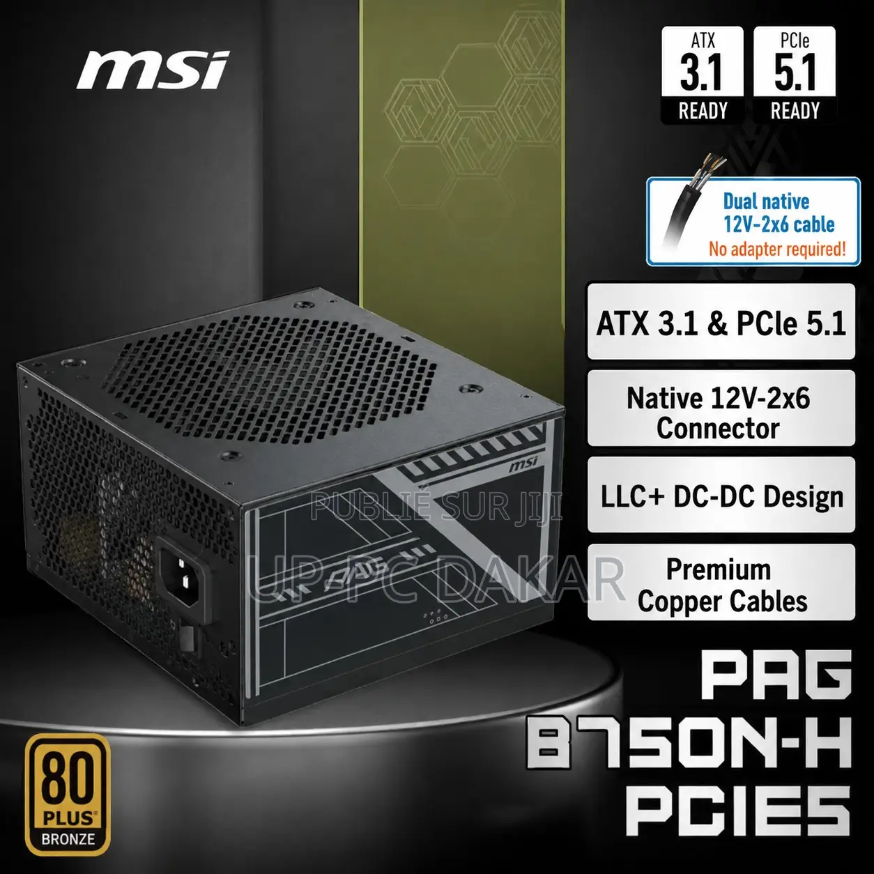 Alimentation Pc Msi Pag B750n-H Pcie5