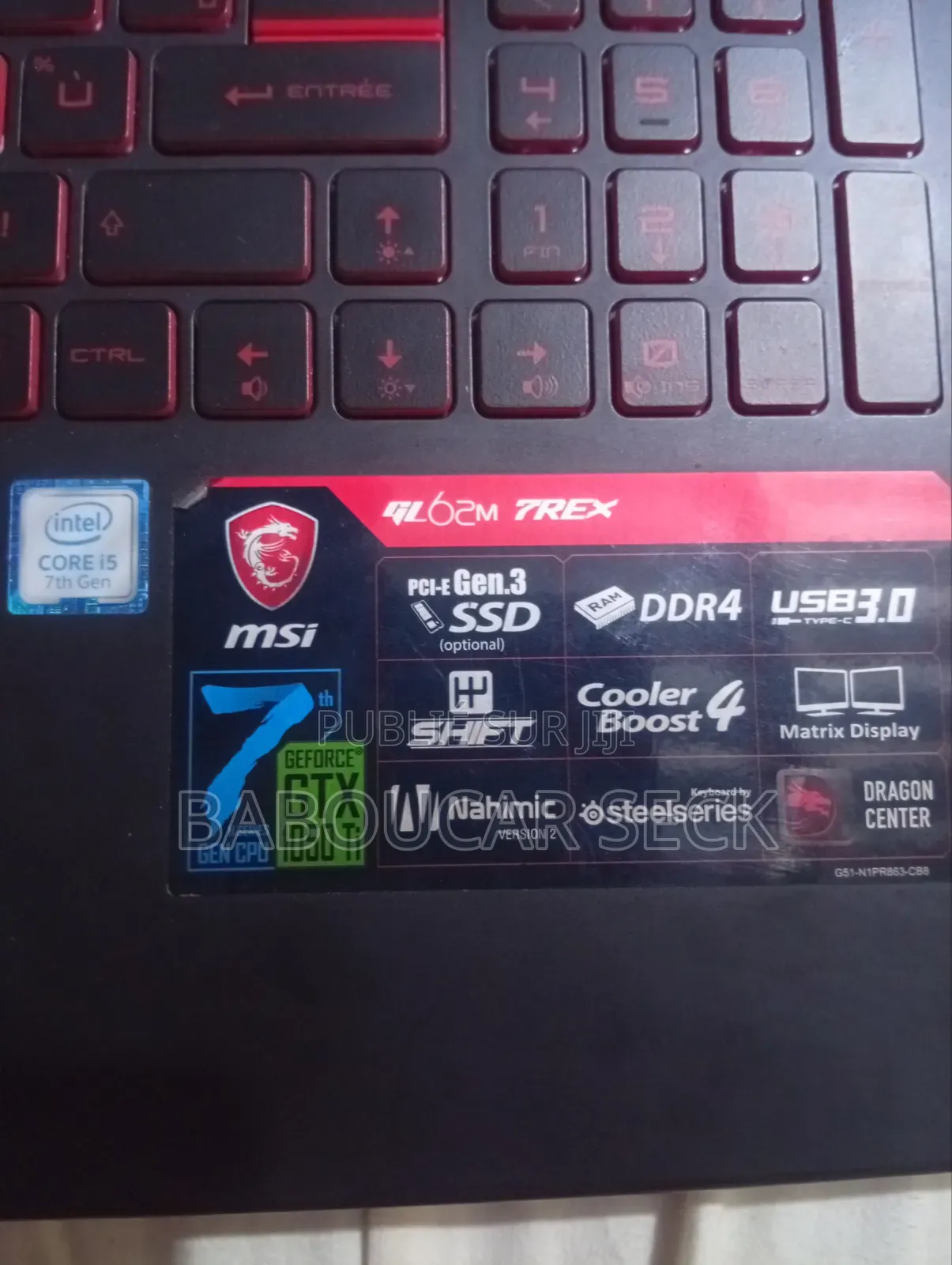 Ordinateur portable MSI GL62M 7RDX 8GB Intel Core i5 SSHD (Hybrid) 1.5T