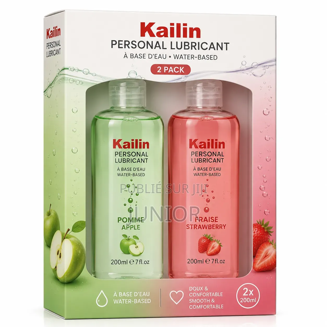 Pack De 02 Lubrifiants À Base d'Eau Pomme Et Fraise.