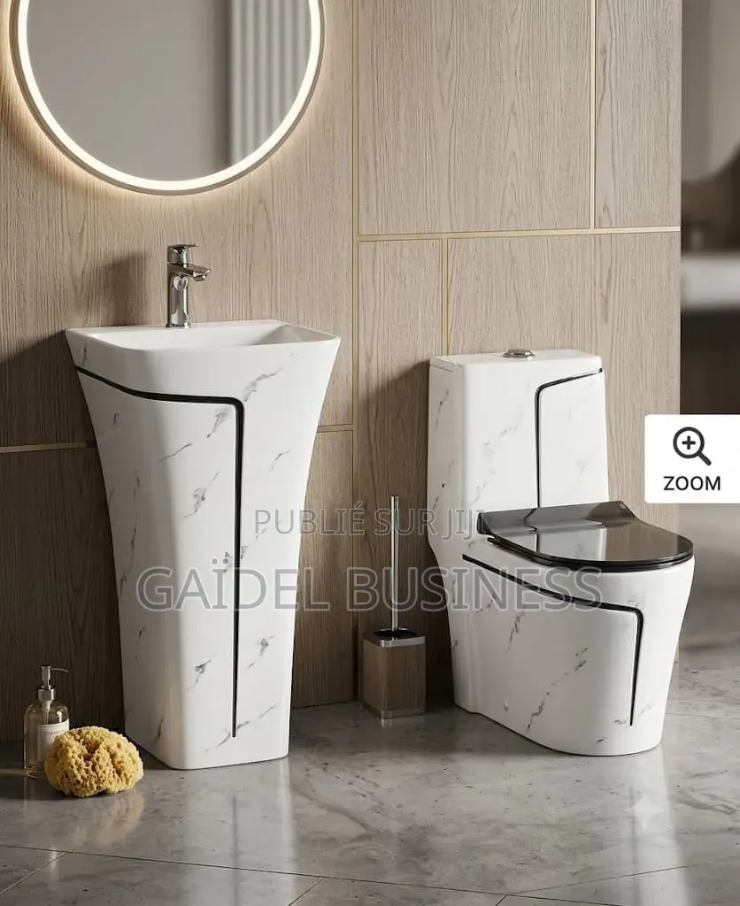 Pack Sanitaire Luxe – Effet Marbre Blanc Lignes Fluides