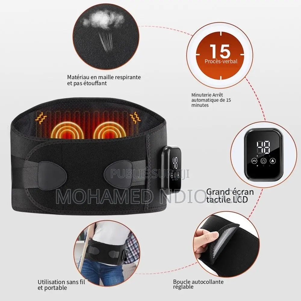 Ceinture De Massage Chauffante Lombaire Pour Le Dos Avec 3 Niveaux