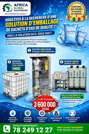 Un Pack Complet De Production D’Eau Pure en Sachet