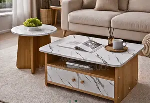 Ensemble Table Rond Et Carré Avec Tiroir De Rangement À