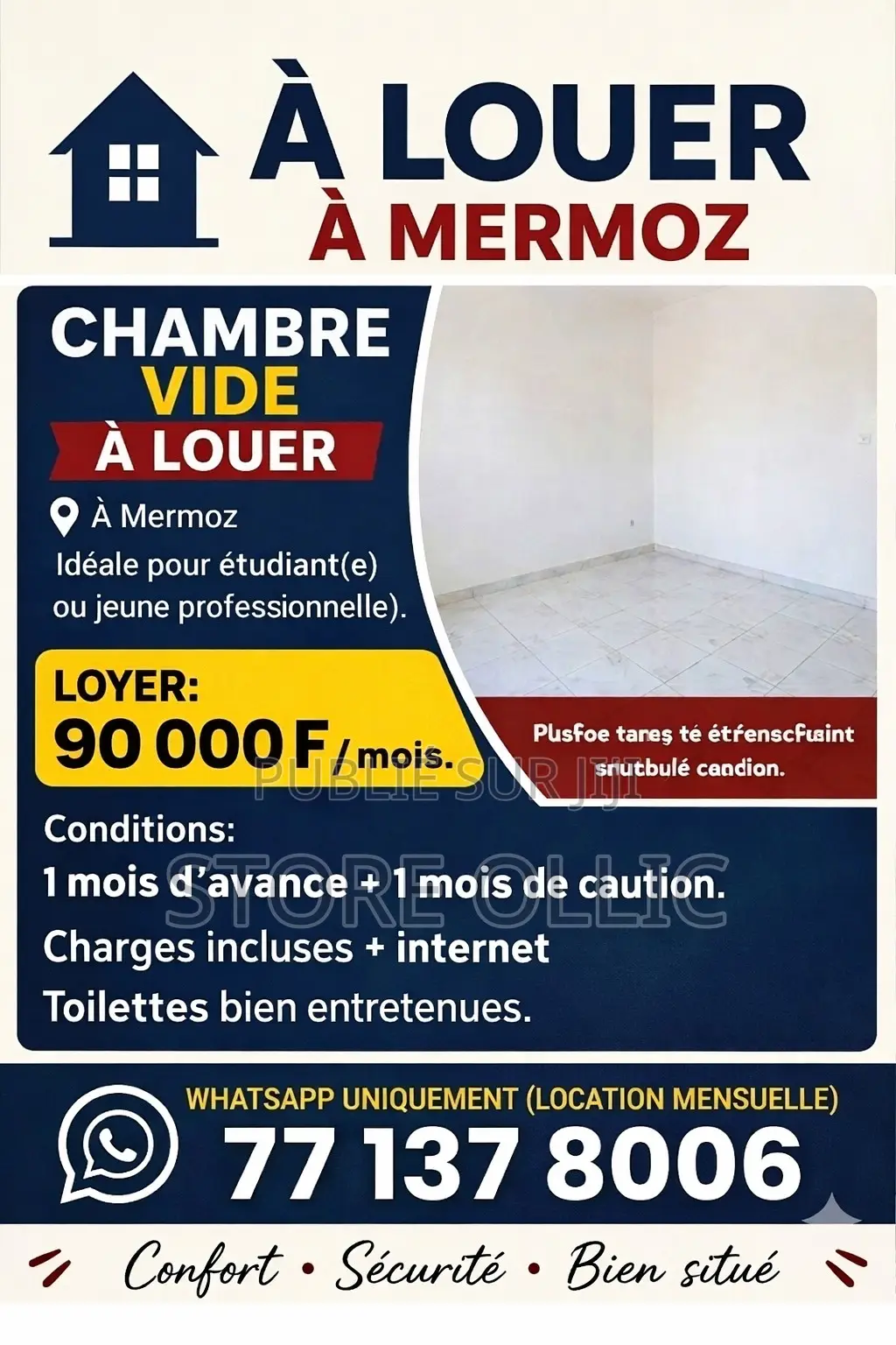Meublé Studio dans Mermoz Sacré-Cœur à Louer