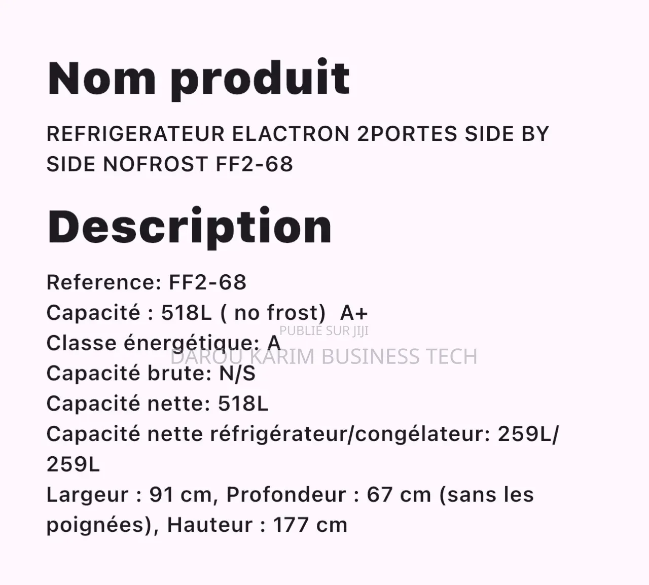 Refrigerateur Elactron 2portes