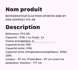 Refrigerateur Elactron 2portes