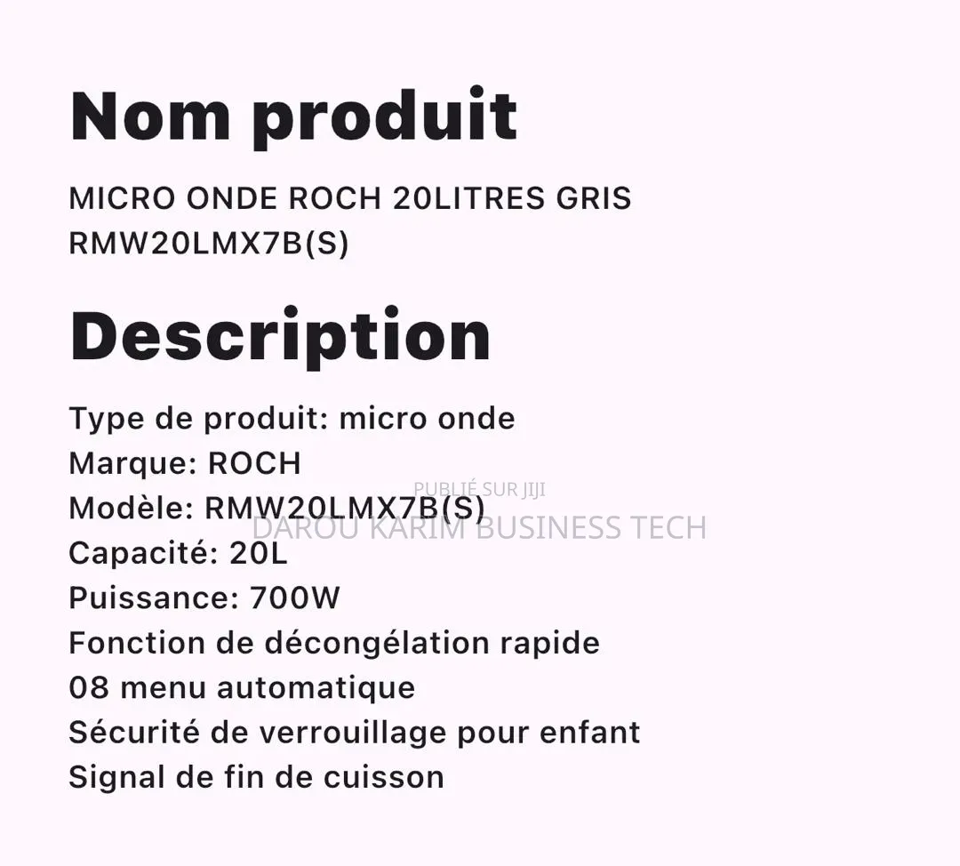 Micro Onde Roch 20litres Gris Rmw20lmx7b(S)