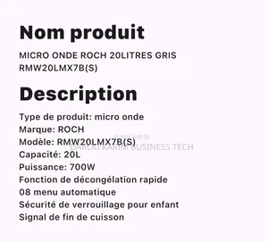 Micro Onde Roch 20litres Gris Rmw20lmx7b(S)