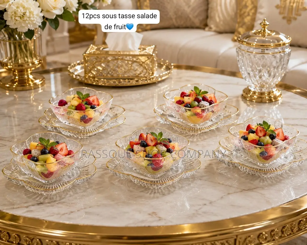 Saladier 12 Pièces en Verre Prix:5000f Contact Whatsapp