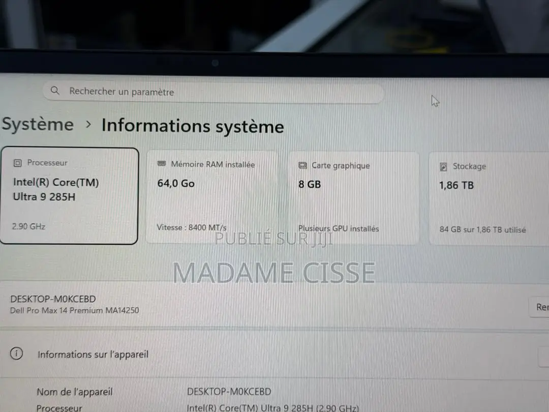 Nouveau Dell Pro Max 14 64GB Intel Core Ultra 9 SSD 2T