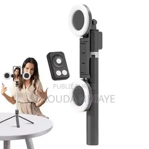 Perche À Selfie Avec Anneau Led Intégré Et Télécommande Bluetooth