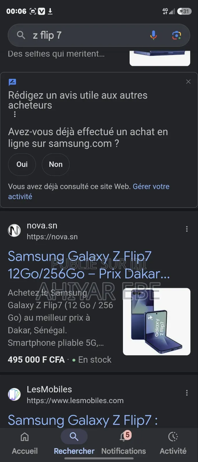 Nouveau Samsung Galaxy Z Flip7 256 GB Noir