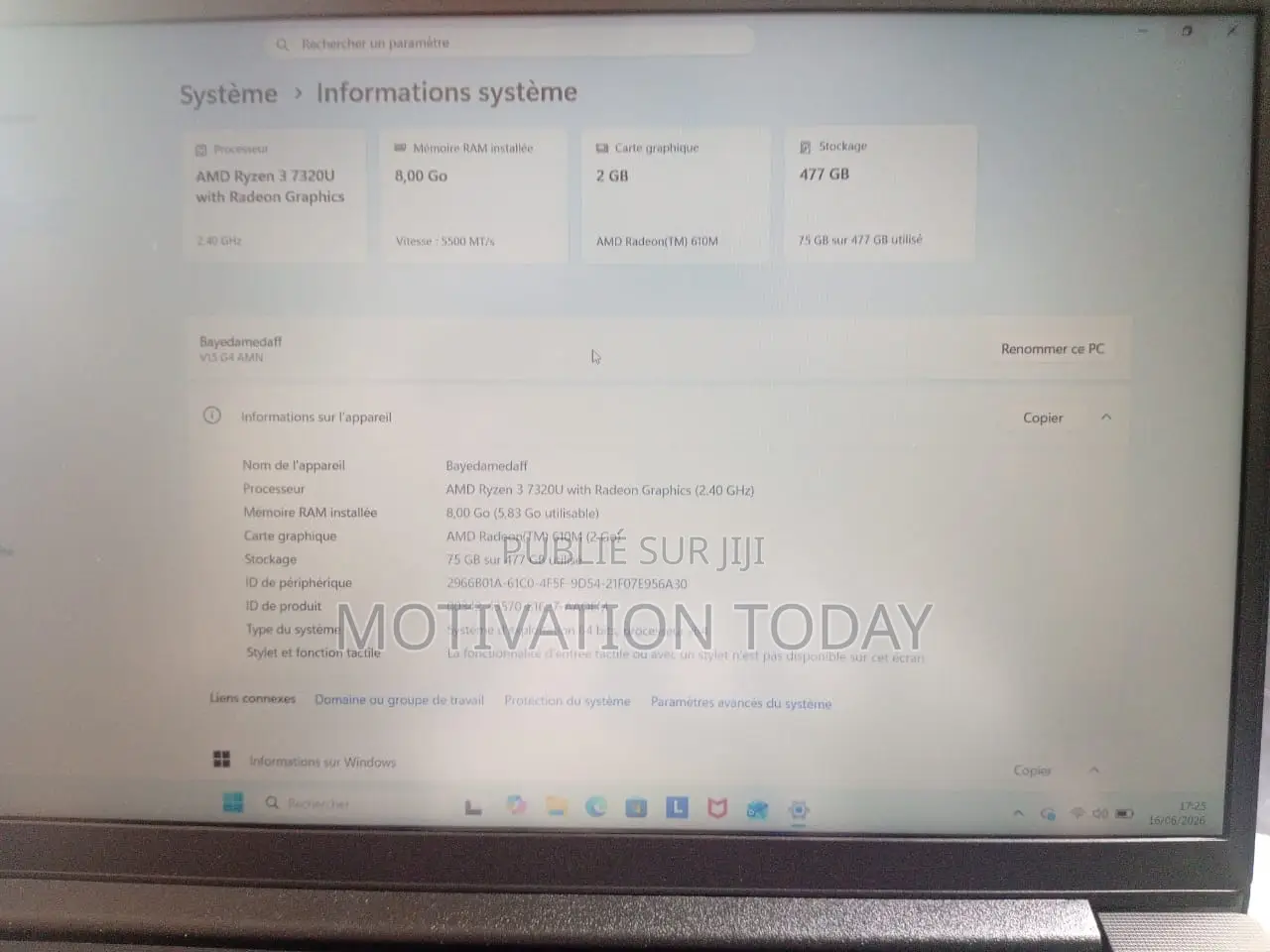 Nouveau Ordinateur portable Lenovo Autre 8GB AMD Ryzen 3 SSD 512GB
