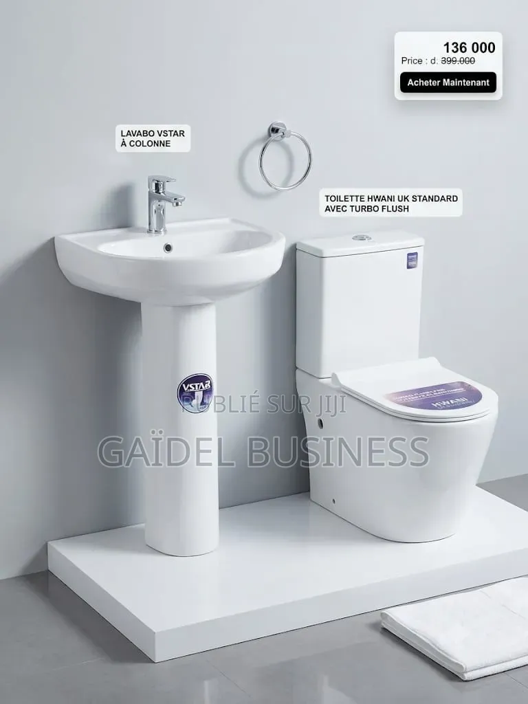 Toilette HWANI + Lavabo À Colonne VSTAR (Neufs