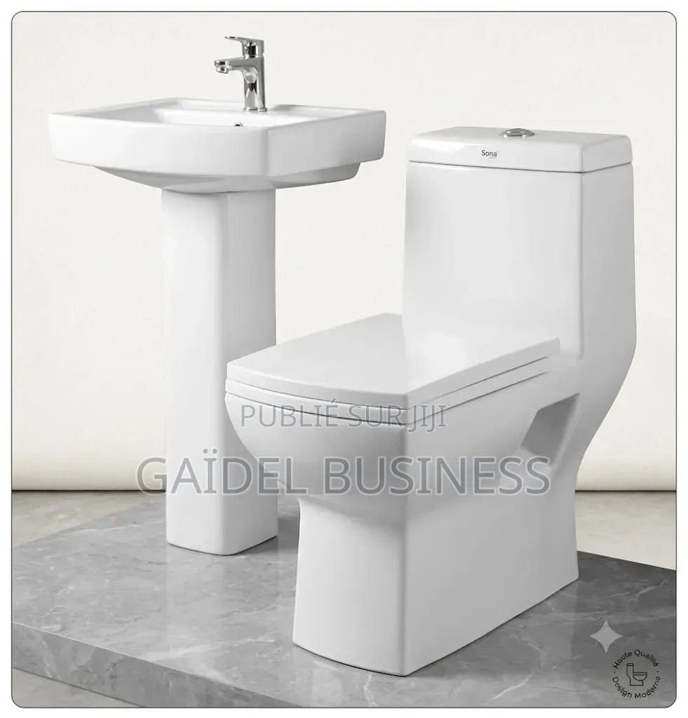 Ensemble Sanitaire Premium – Toilette Monobloc Lavabo Totem