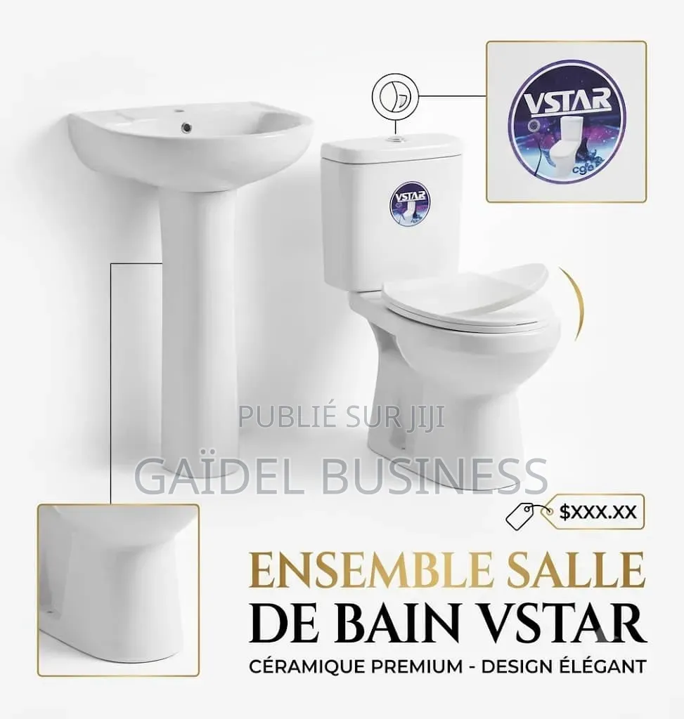 Ensemble Salle De Bain Premium - Pack WC Lavabo Sur Colonne VSTAR