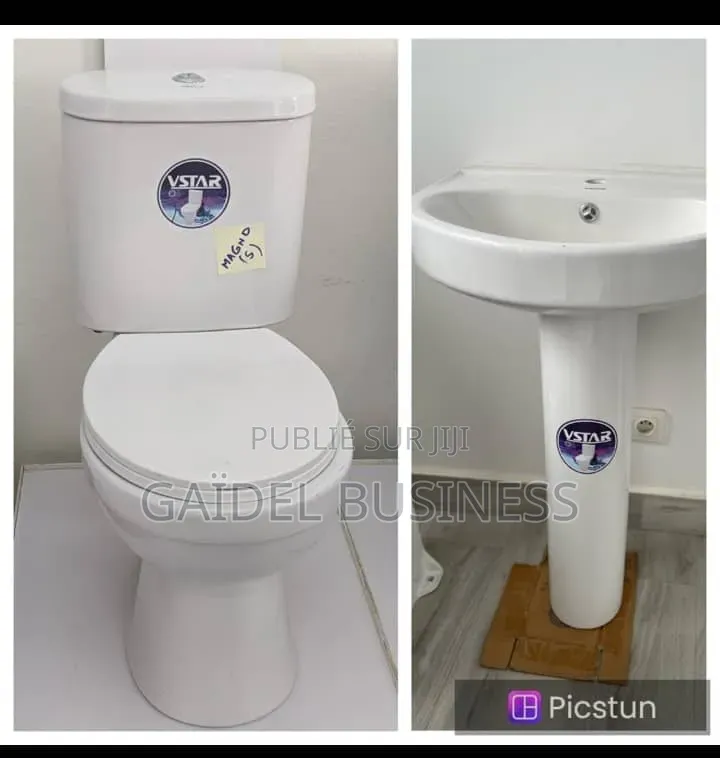 Ensemble Salle De Bain Premium - Pack WC Lavabo Sur Colonne VSTAR