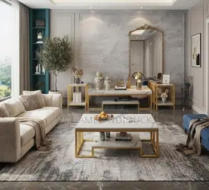 Ensemble Meuble TV Table + Meuble De Coin Avec Table Basse en Marbre