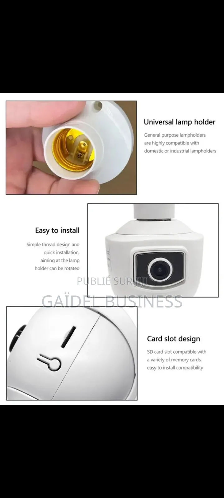 Caméra De Surveillance Ampoule Double Objectif (WiFi Rotative)