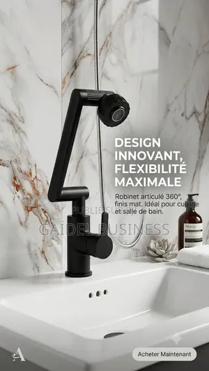 Robinet Articulé 360° Noir Mat
