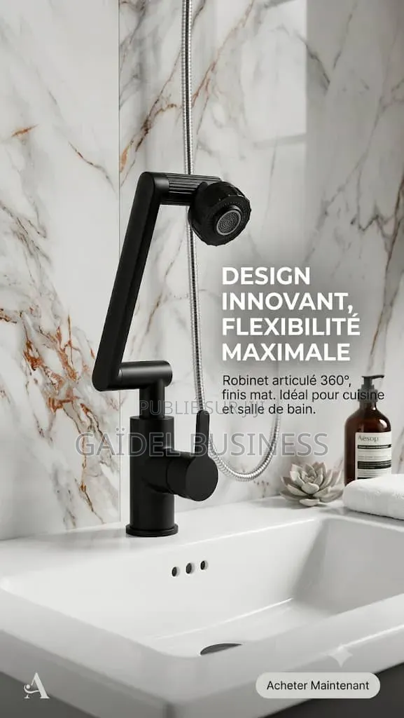 Robinet Articulé 360° Noir Mat