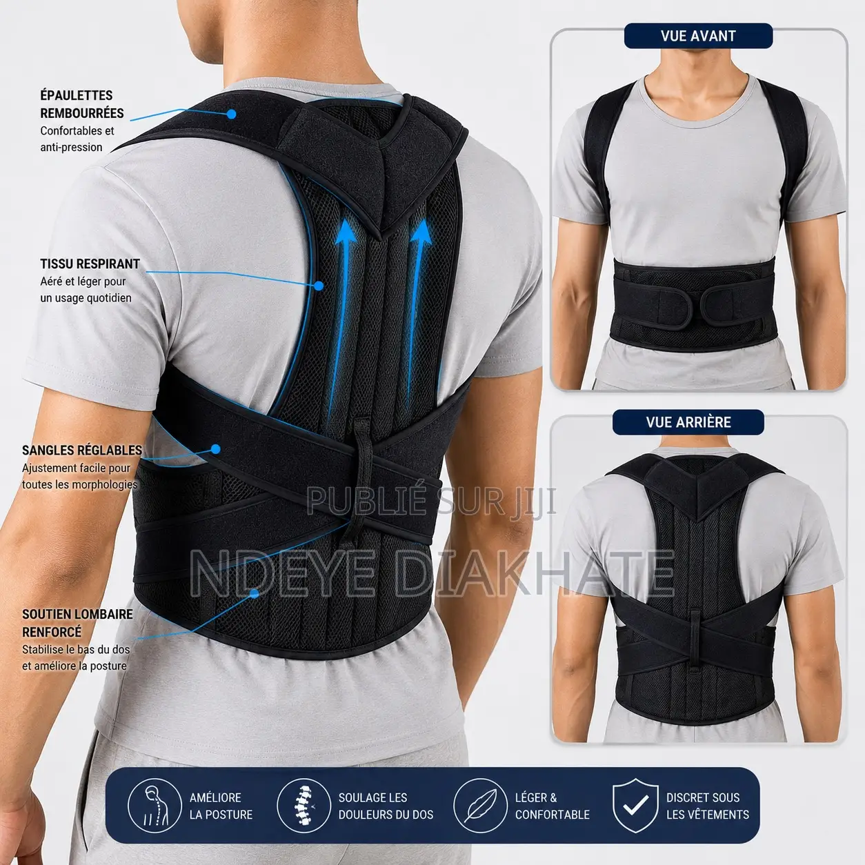Correcteur De Posture Réglable – Soutien Complet Du Dos
