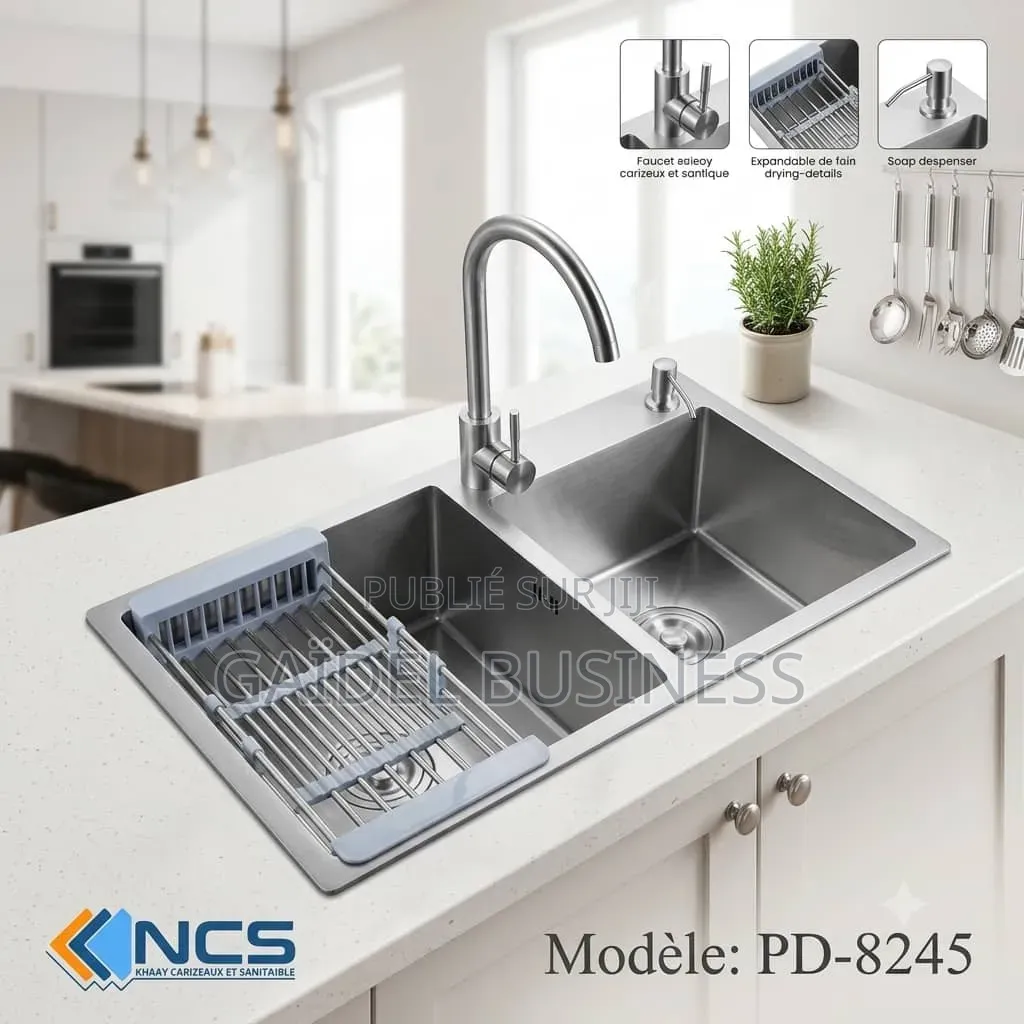 Évier De Cuisine Double Bac Premium – Modèle PD-8245