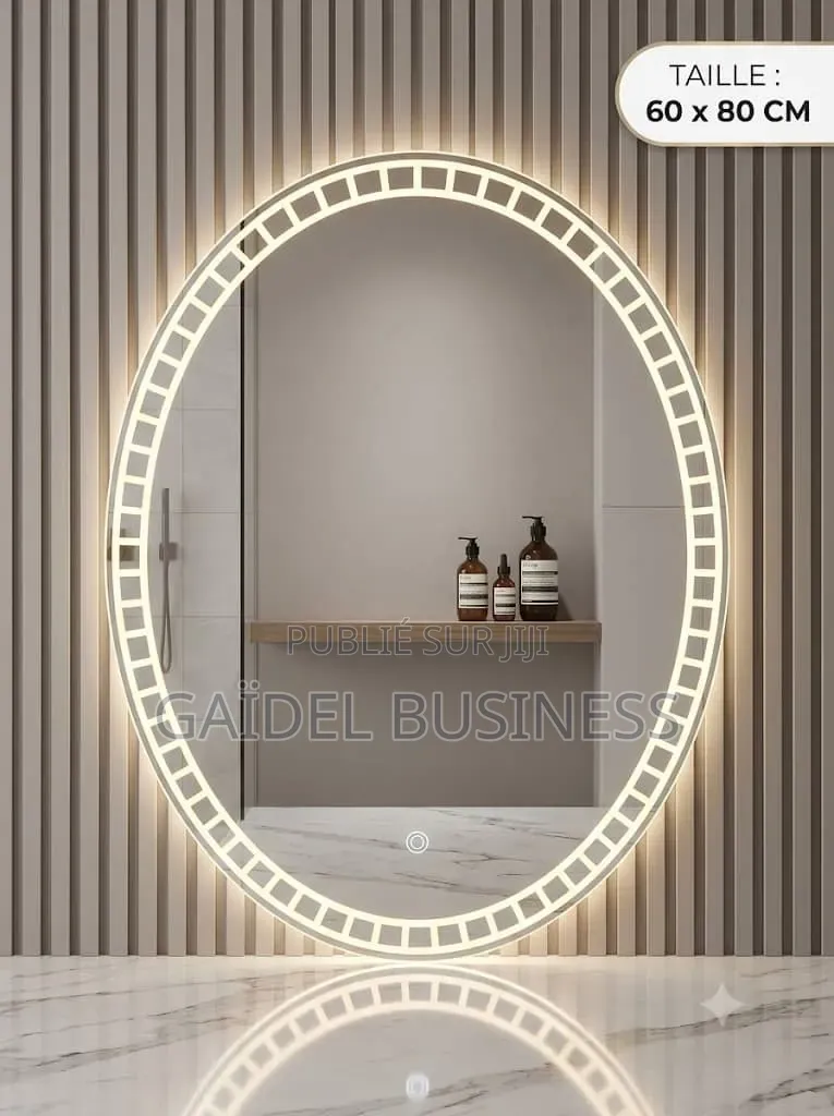 Miroir Lumineux LED Ovale Tactile – 60 X 80 Cm