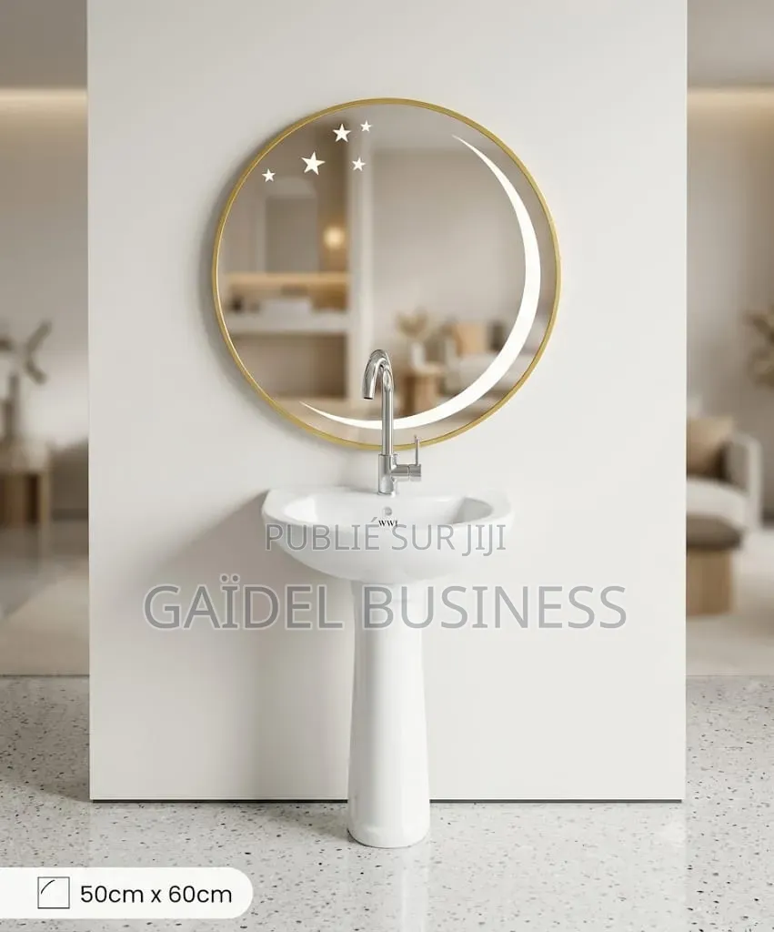 Miroir De Salle De Bain Design Lumineux Avec Cadre Doré