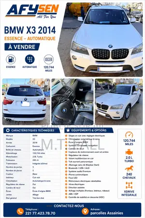 BMW X3 xDrive28i 4dr SUV AWD (2.0L 4cyl Turbo 8A) 2014 Blanc