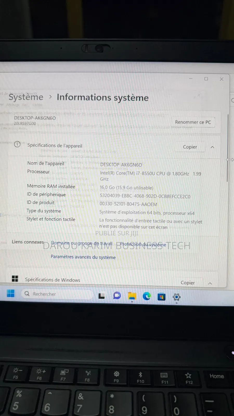 Ordinateur portable Lenovo ThinkPad T480 16GB Intel Core i7 SSD 256GB