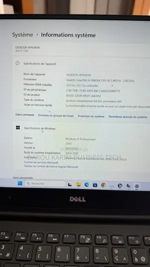 Ordinateur portable Dell XPS 15 9570 32GB Intel Core i9 SSD 1T