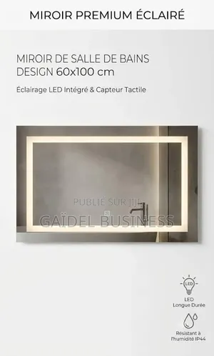 Miroir De Salle De Bains Design LED Tactile – 60 X 100 Cm
