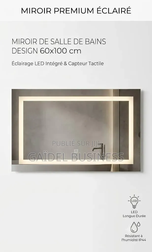 Miroir De Salle De Bains Design LED Tactile – 60 X 100 Cm