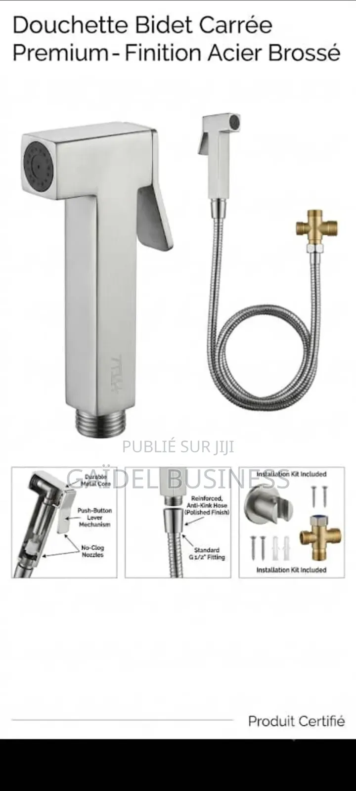 Douchette De Bidet Carrée Premium – Finition Acier Brossé