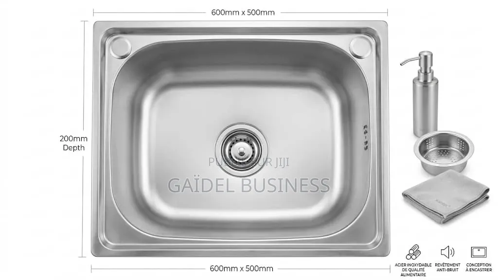 Évier De Cuisine Encastrable Monobac en Acier Inoxydable