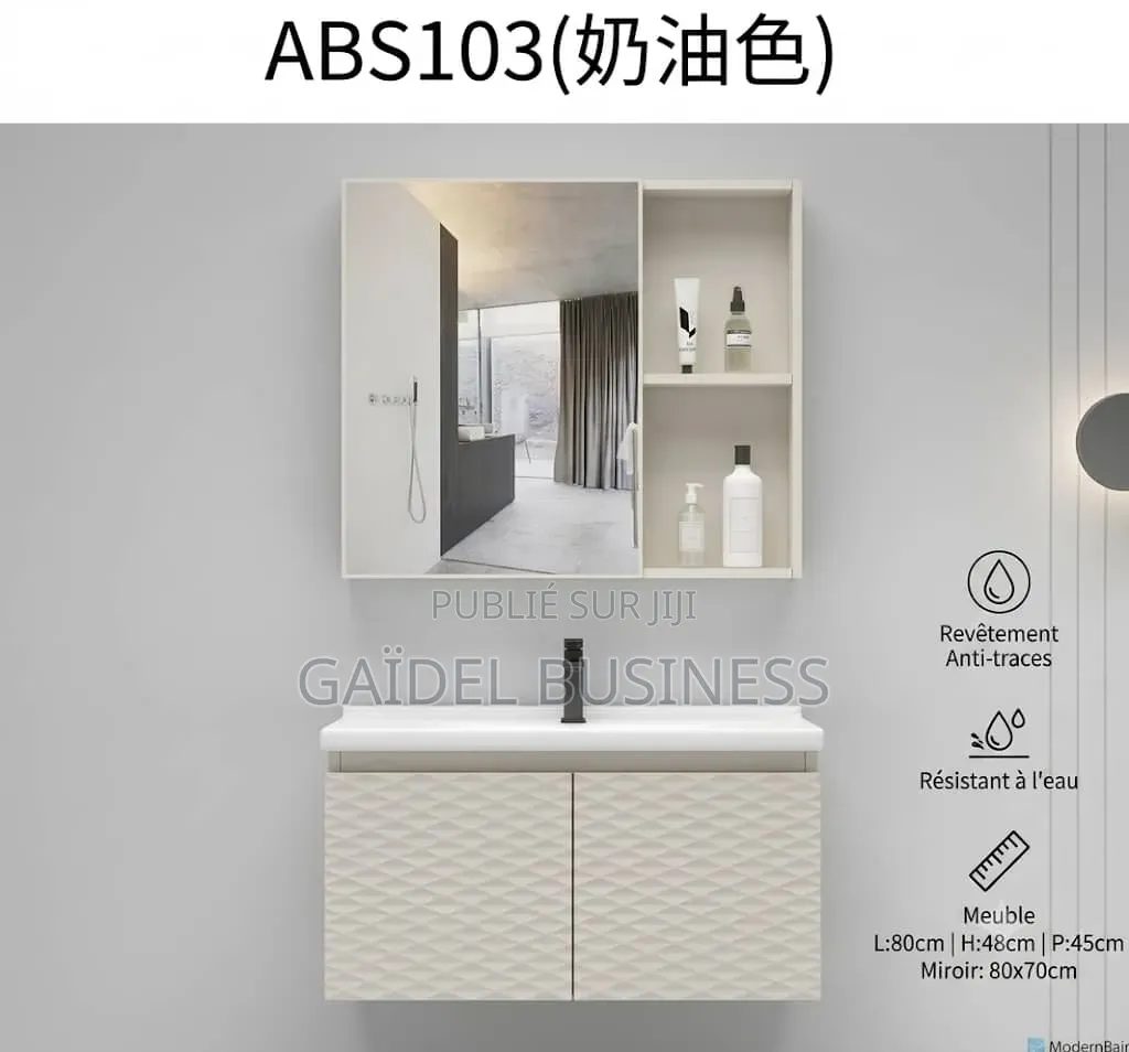 Ensemble Meuble Salle De Bain Suspendu Avec Miroir Rangement