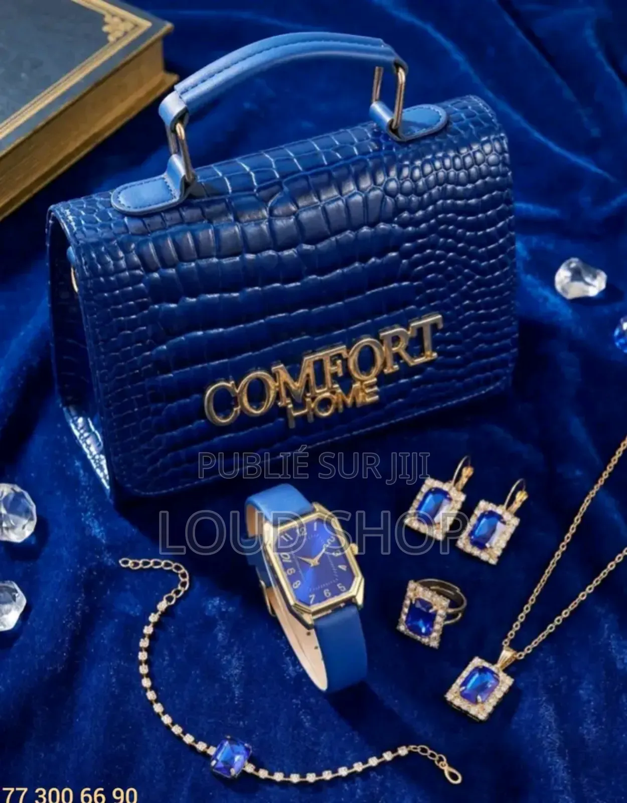 Ensemble Bijoux Bleu + Sac