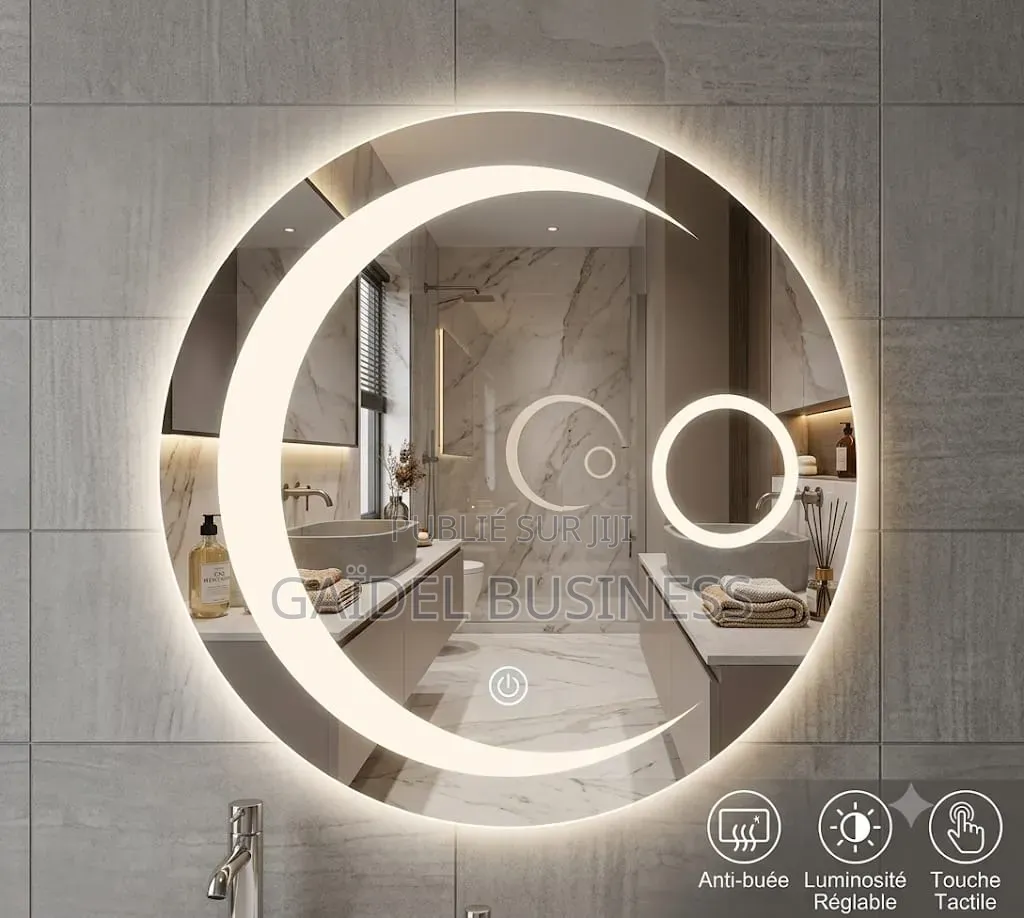 Miroir Lumineux LED Tactile – Design Croissant De Lune Élégant