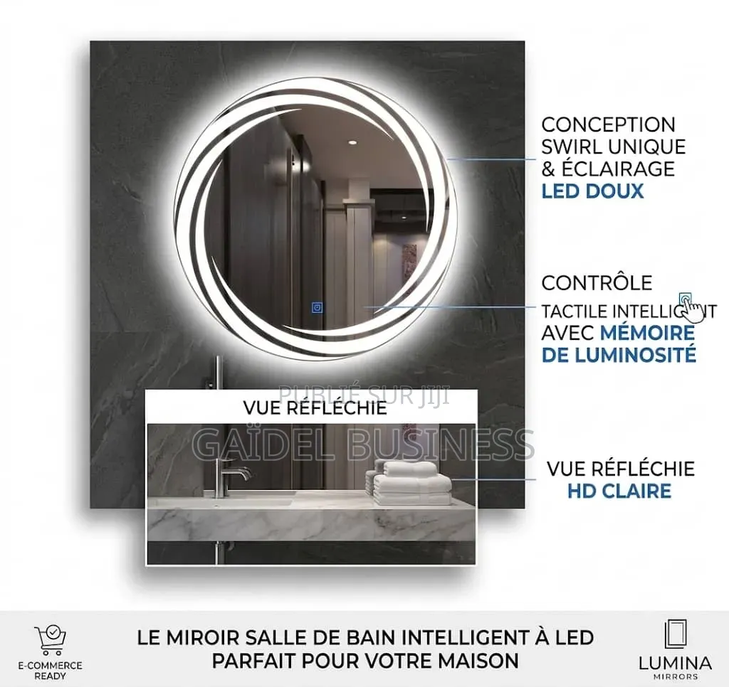 Miroir De Salle De Bain Rond À LED Lumineux Intelligent