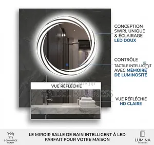 Miroir De Salle De Bain Rond À LED Lumineux Intelligent