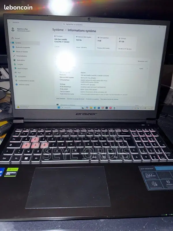 Ordinateur portable Gigabyte AORUS 15 32GB Intel Core i7 SSD 1T